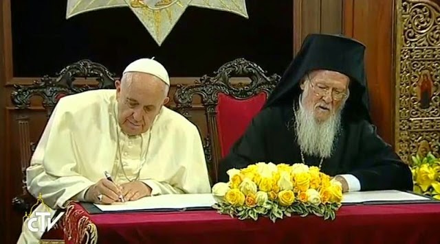 Le texte de la déclaration commune du patriarche Bartholomée et du pape François signée aujourd’hui