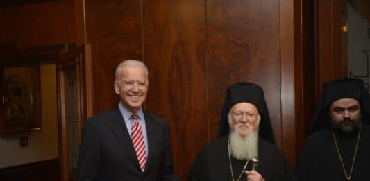 Rencontre du vice-président des États-Unis Joseph Biden et du patriarche œcuménique Bartholomée