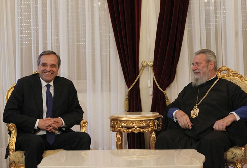 « Deux États à Chypre sont inacceptables » a déclaré l’archevêque de Chypre Chrysostome au Premier ministre grec Antonis Samaras