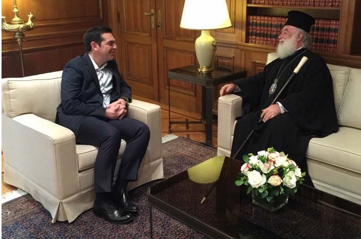 Rencontre du pape et patriarche d’Alexandrie avec le Premier ministre grec Alexis Tsipras