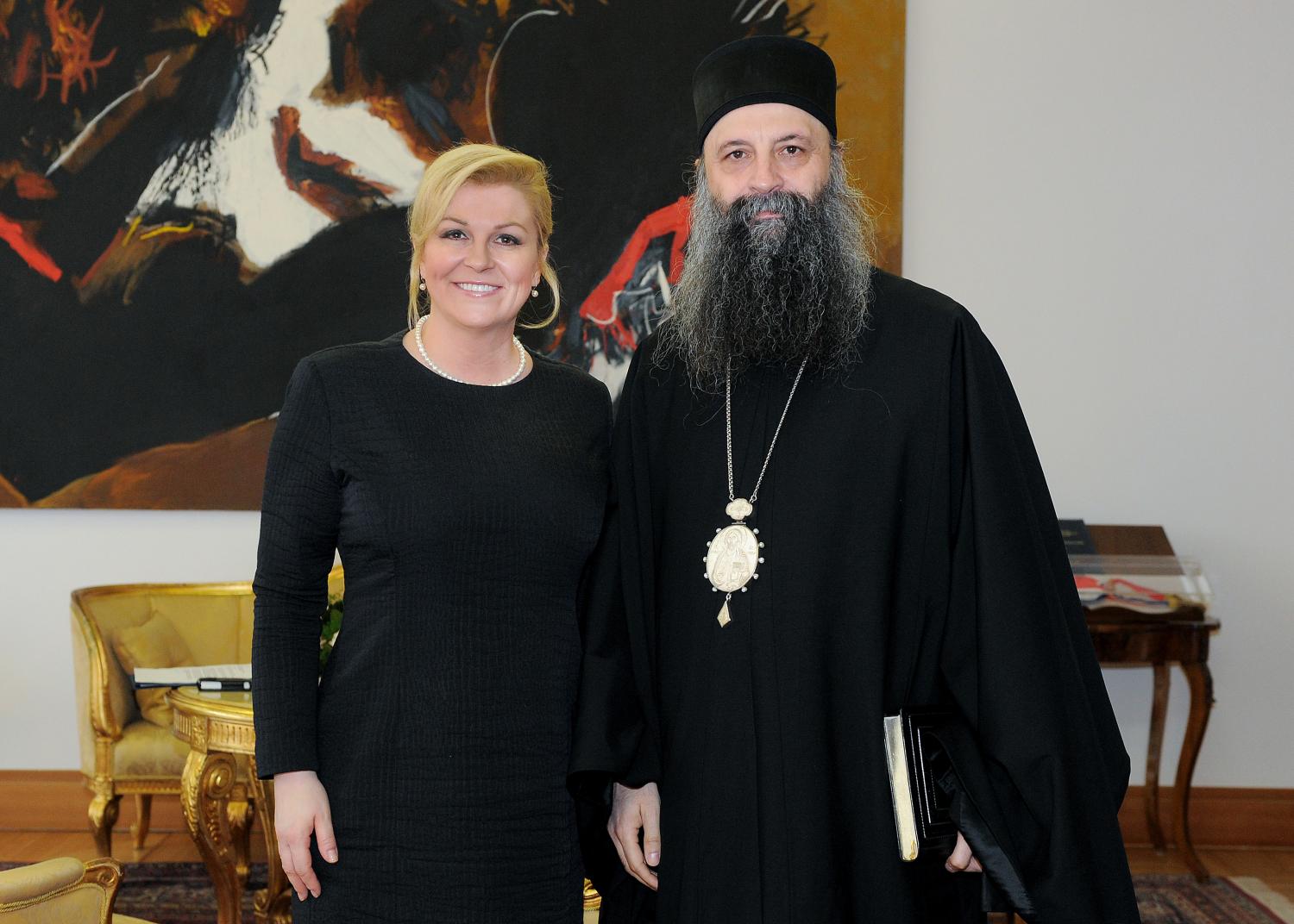 Le métropolite de Zagreb et Ljubljana Porphyre a rendu visite à la présidente de la République de Croatie, Mme Kolinda Grabar-Kitarović