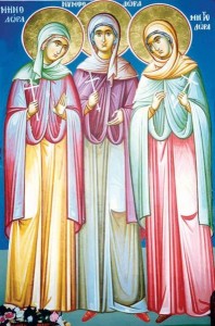 saintes Ménodore, Métrodore et Nymphodore, sœurs, martyres en Bithynie (vers 310)