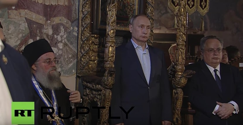 Film vidéo sur la réception du président Vladimir Poutine sur le Mont Athos
