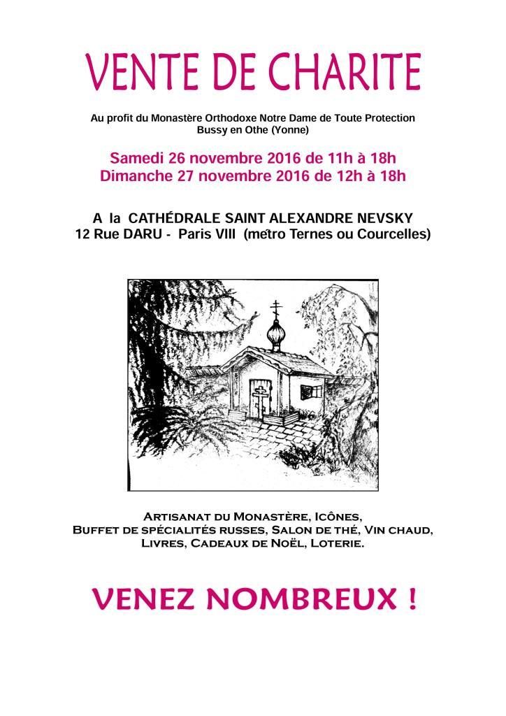 Paris : une vente de charité au profit du monastère de Bussy en Othe les 26 et 27 novembre