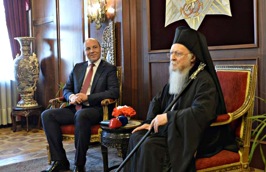 Le président du parlement ukrainien, Andry Parouby, a rencontré le patriarche de Constantinople Bartholomée