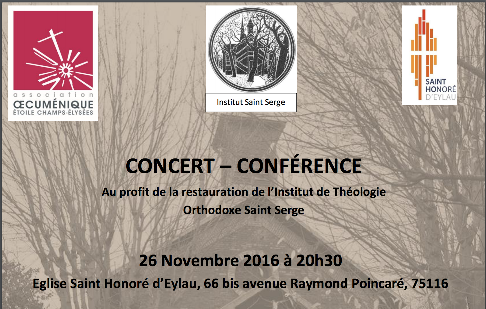 26 novembre – Conférence-concert au profit de l’Institut Saint Serge