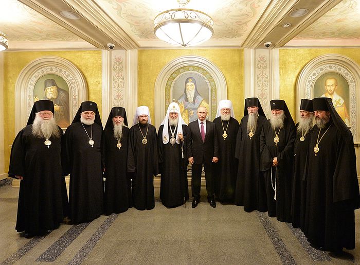 Rencontre du président Poutine avec le patriarche Cyrille et les hiérarques de l’Église russe hors-frontières au séminaire Sretensky de Moscou
