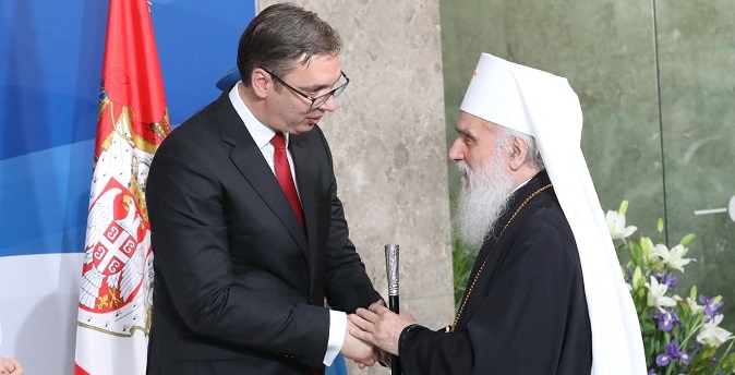 Le patriarche de Serbie Irénée et plusieurs hiérarques de l’Église orthodoxe serbe ont assisté à la cérémonie d’entrée en fonction du président serbe Alexandre Vučić