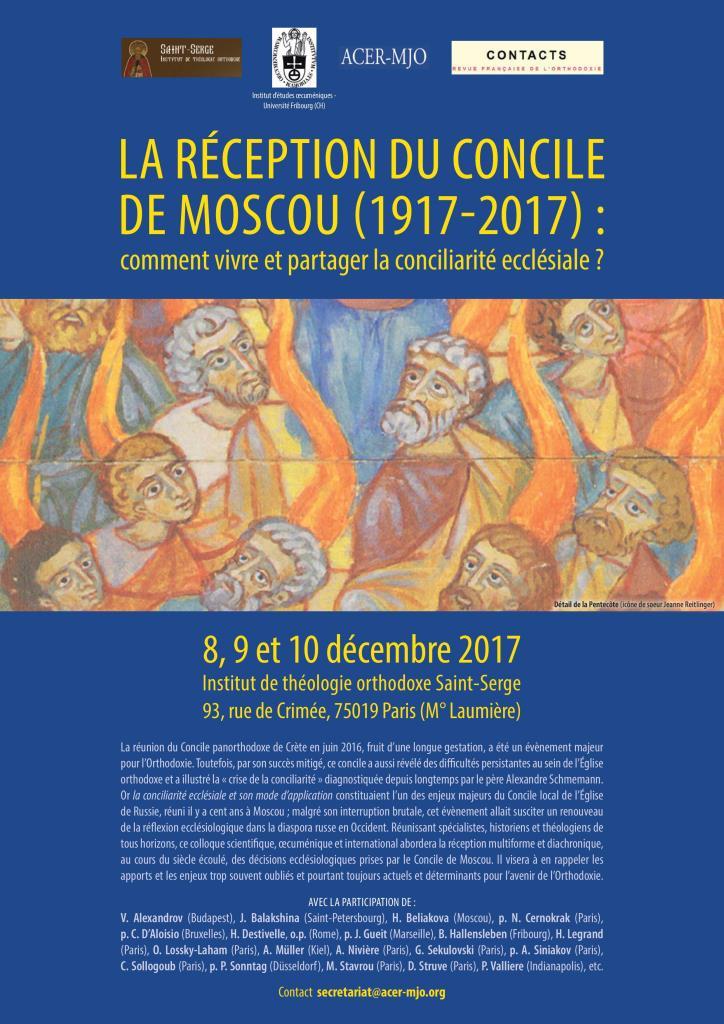 Un colloque en décembre à Paris sur le thème: « La réception du Concile de Moscou (1917-2017) : comment vivre et partager la conciliarité ecclésiale ? »