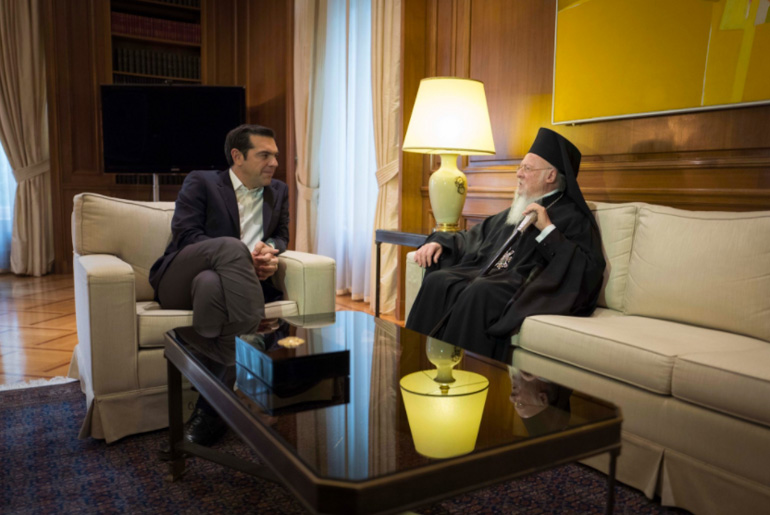 Rencontre du patriarche œcuménique Bartholomée et du Premier ministre grec Alexis Tsipras