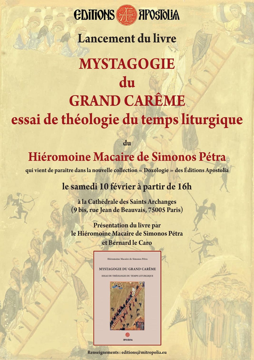 Programme de la visite du père Macaire de Simonos Pétra à Paris