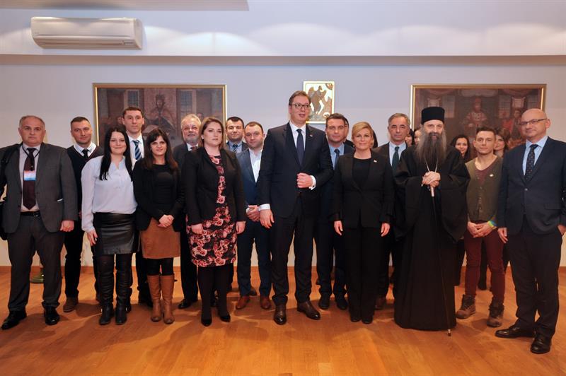 Visite conjointe du président serbe Aleksandar Vučić et de la présidente croate Kolinda Grabar-Kitarović au diocèse orthodoxe de Zagreb-Ljubljana