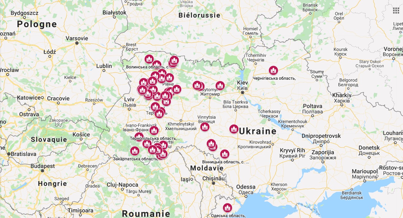 Carte interactive des paroisses orthodoxes en Ukraine saisies par la nouvelle Église autocéphale