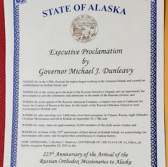 Commémoration du 225ème anniversaire de l’arrivée des missionnaires orthodoxes en Alaska