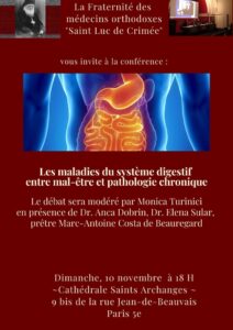 Vidéo : la conférence organisée par la Fraternité des médecins orthodoxes Saint-Luc de Crimée sur « Les maladies du système digestif entre mal-être et pathologie chronique »
