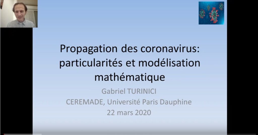 Gabriel Turinici : « propagation des coronavirus – particularité et modélisation mathématique »