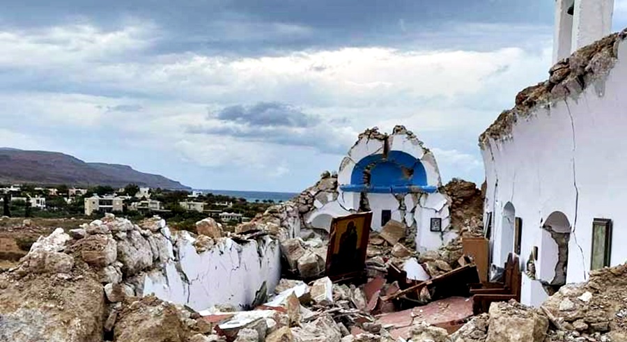 Une chapelle s’est effondrée lors du dernier séisme en crète