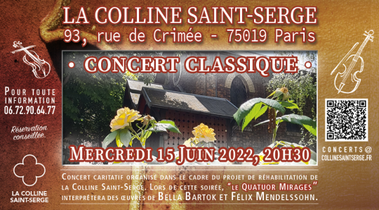 Le concert de la colline Saint-Serge – 15 juin à 20h30