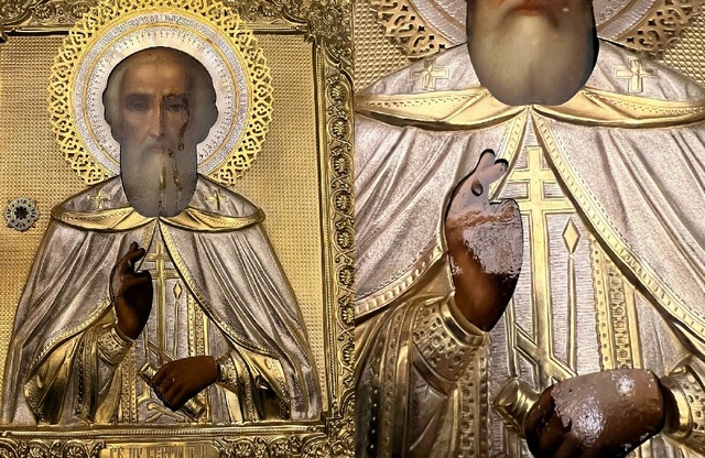 Une icône de saint serge a exsudé une huile parfumée dans une église de kiev