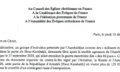 Une lettre des Églises arméniennes de France aux autres Églises chrétiennes