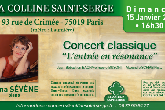 La Colline Saint-Serge, concert classique « Entrée en résonance » – dimanche 15 janvier à 16h30