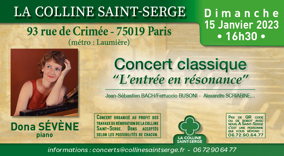 La colline saint-serge, concert classique « entrée en résonance » – dimanche 15 janvier à 16h30