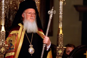 Bartholomee Ier Patriarche Eglise Orthodoxe Grecque Benit Croyantsd Ceremonie Orthodoxe Paques Eglise St George Istanbul 0