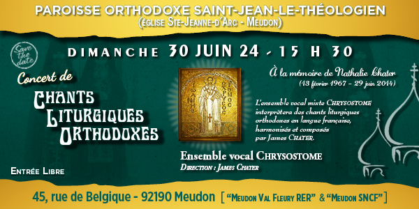 Concert de chants liturgiques orthodoxes à Meudon – 30 juin