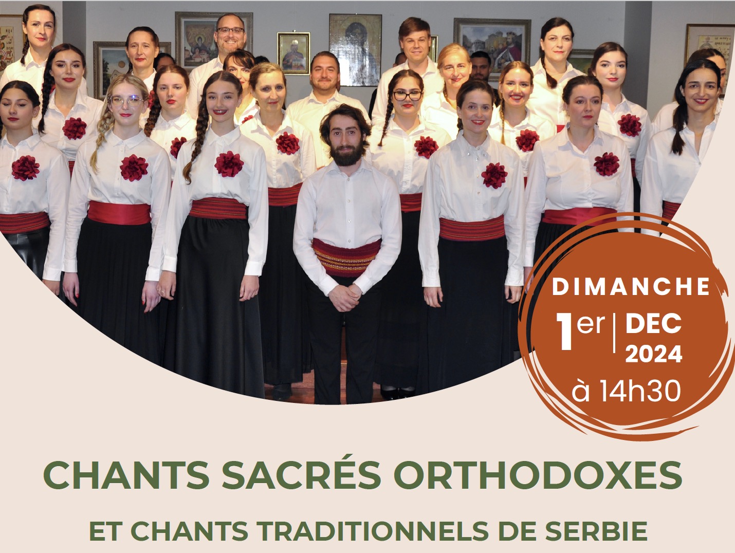 Concert de chants sacrés orthodoxes et traditionnels serbes au Monastère de Bois-Salair – 1er décembre 2024