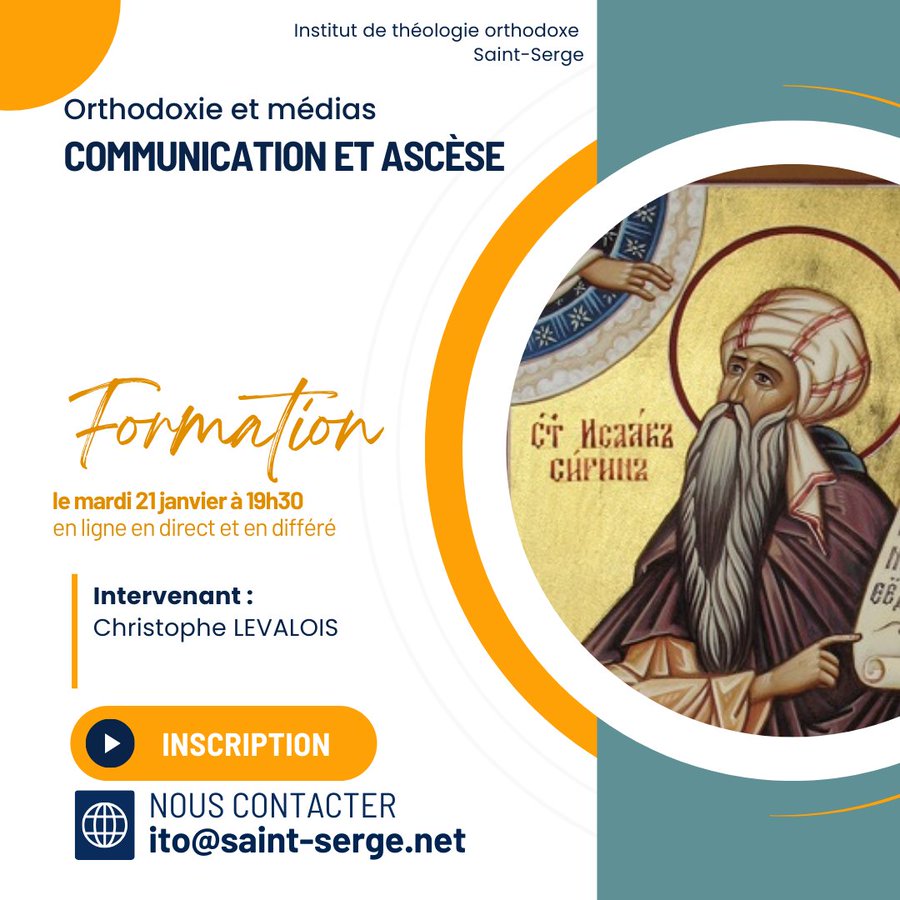 Nouvelle séance de la formation « Orthodoxie et médias », le 21 janvier, sur « Communication et ascèse »