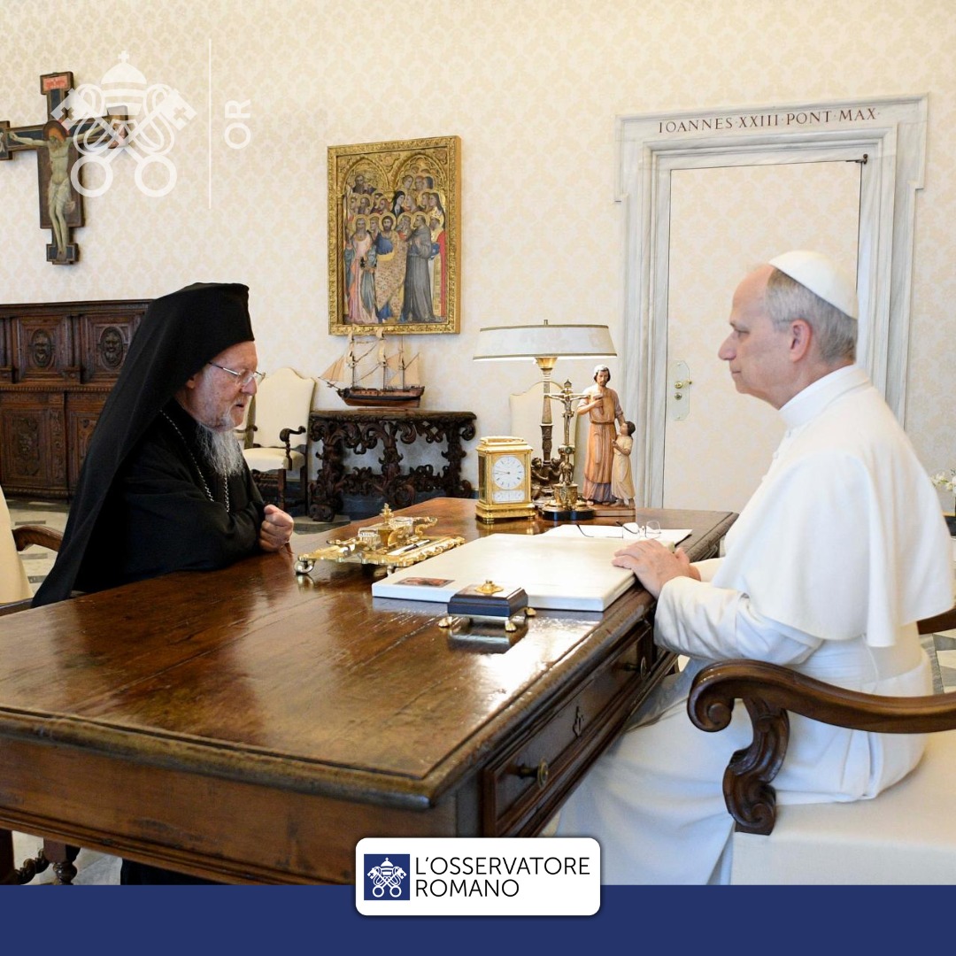 Rencontre cordiale du patriarche œcuménique avec le pape Léon XIV