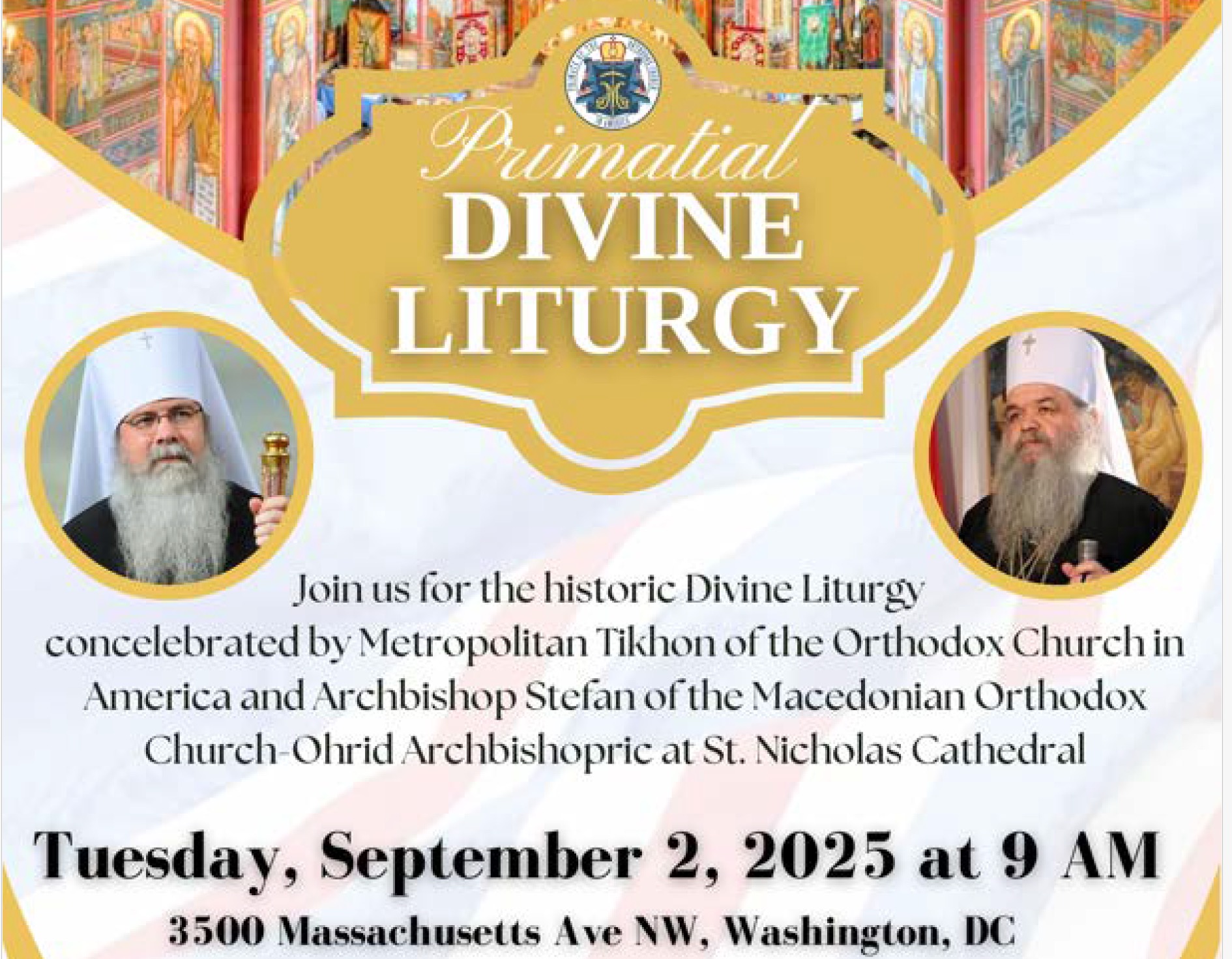 Les primats de l’Église orthodoxe en Amérique et de Macédoine concélébreront à Washington D.C.