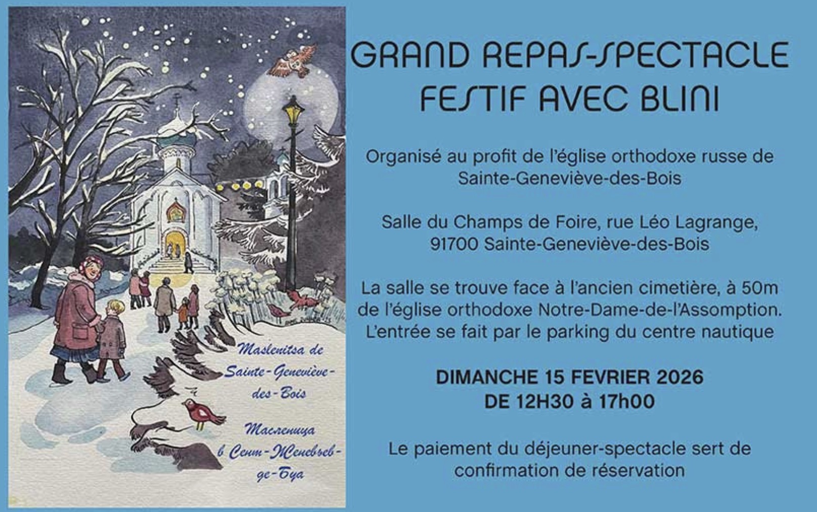 Annonce : Grand repas-spectacle festif autour des blinis