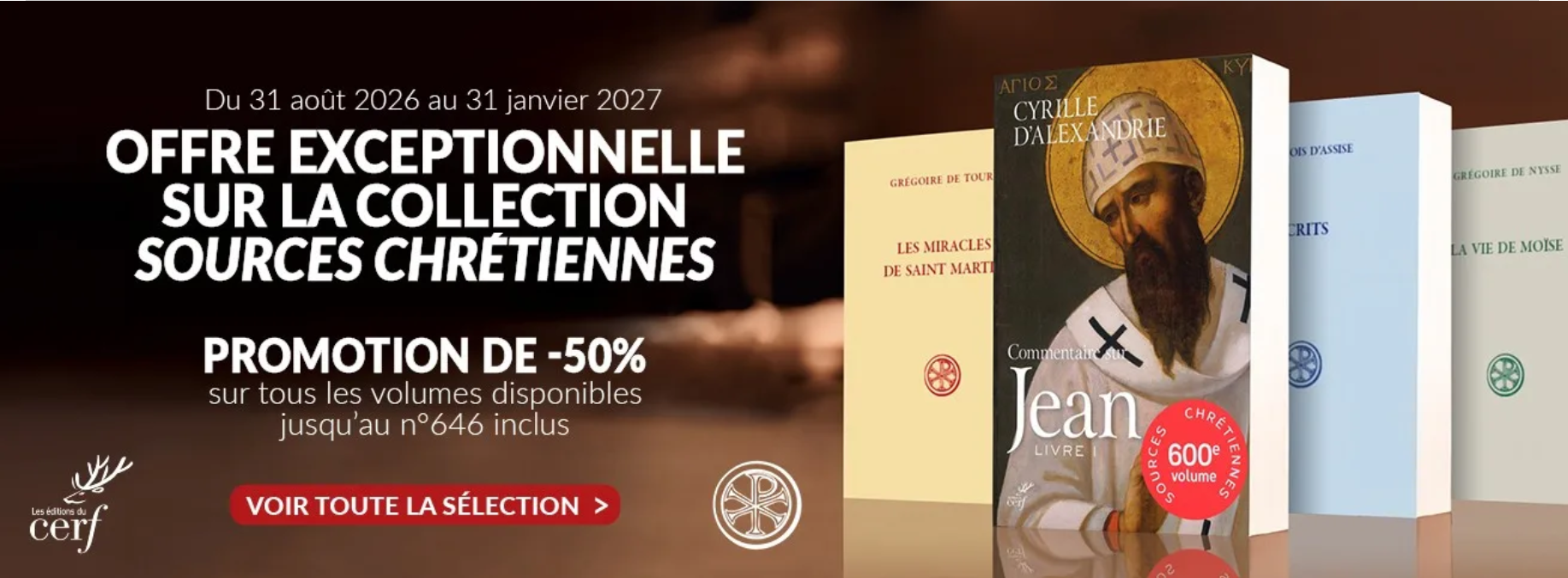 Une promotion de 50% sur la collection « Sources chrétiennes » jusqu&rsquo;au 31 janvier 2027